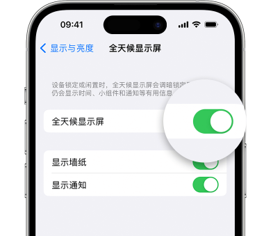 那曲苹果15预约维修分享iPhone15如何设置全天候显示屏幕可见 